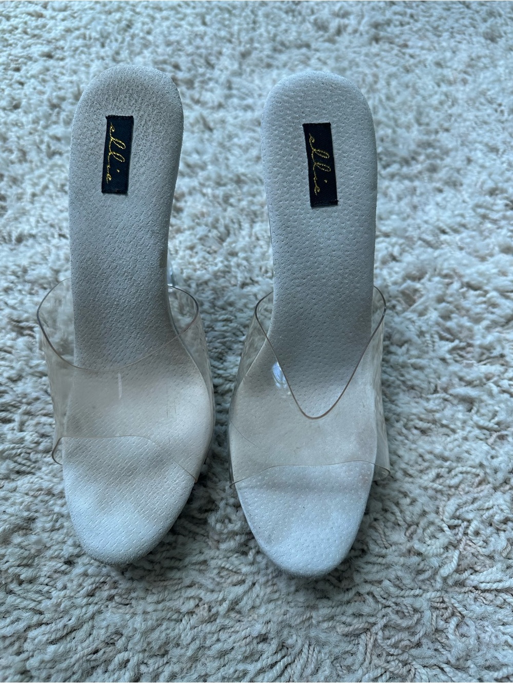 Elle White Slip-On Mules with Clear Straps